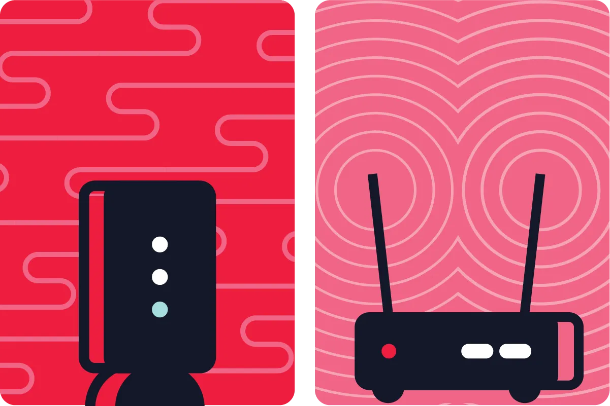 Illustration of a modem vs a router